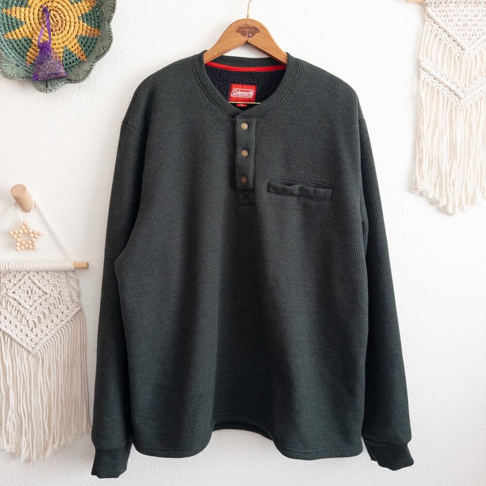 Coleman Hunter Green Pullover Sweater Top Fleece Lined Men's Size XXL